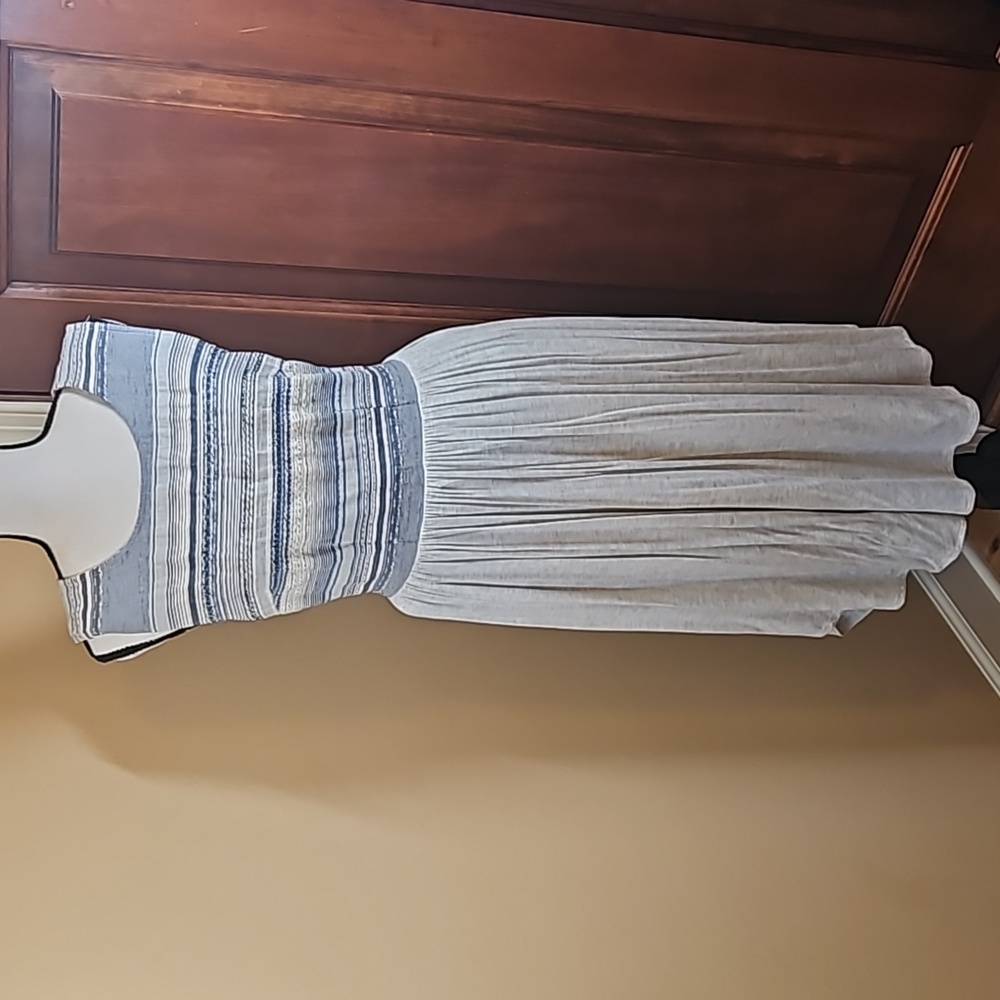 DOLAN DRESS LEFT COAST COLLECTION SMALL BLUE GRAY WHITE STRIPES